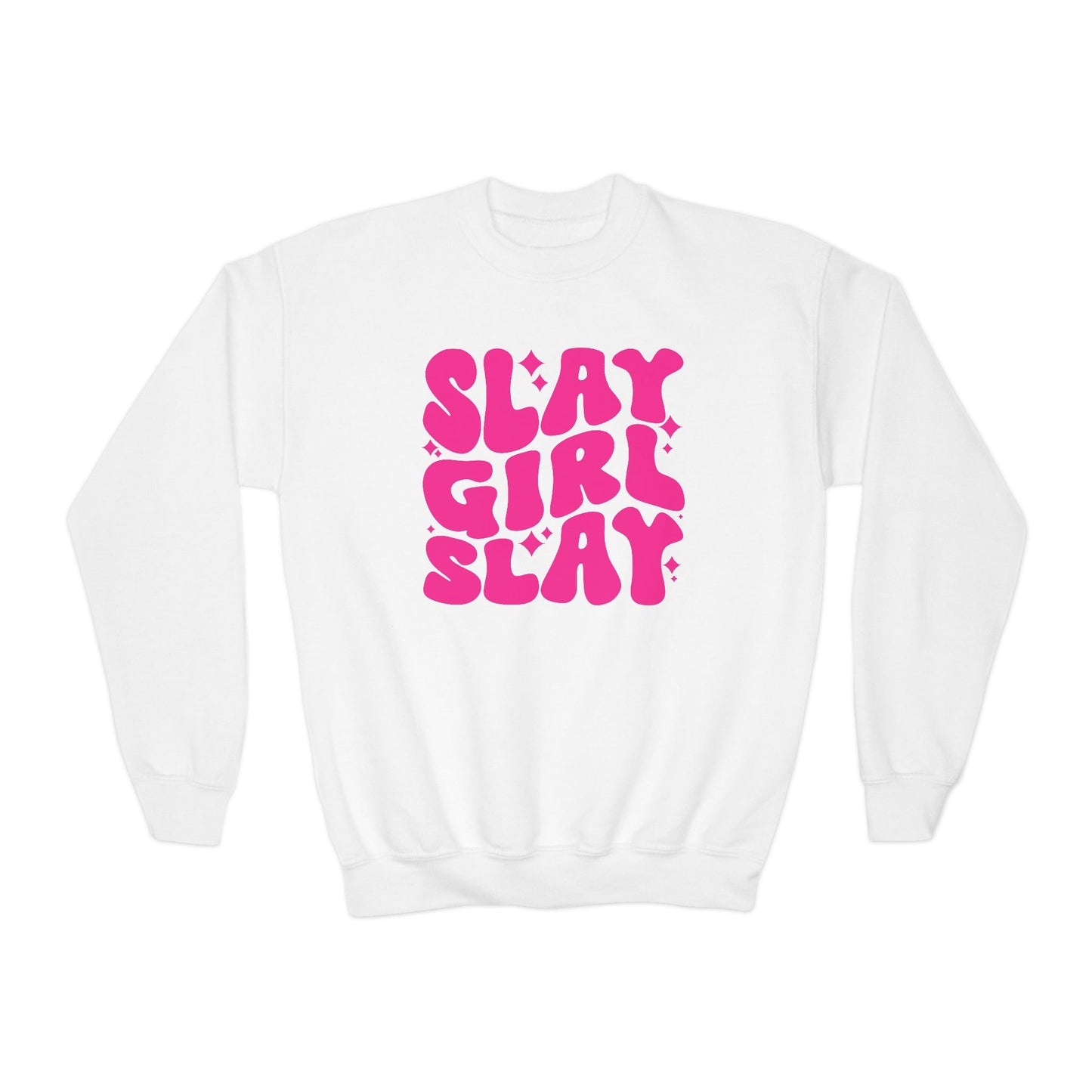 Slay Girl Slay Youth Sweatshirt, Girl Power Motivational Gift, Sporty Girl Crewneck Jumper, Empowerment Activewear, Girl Boss Top