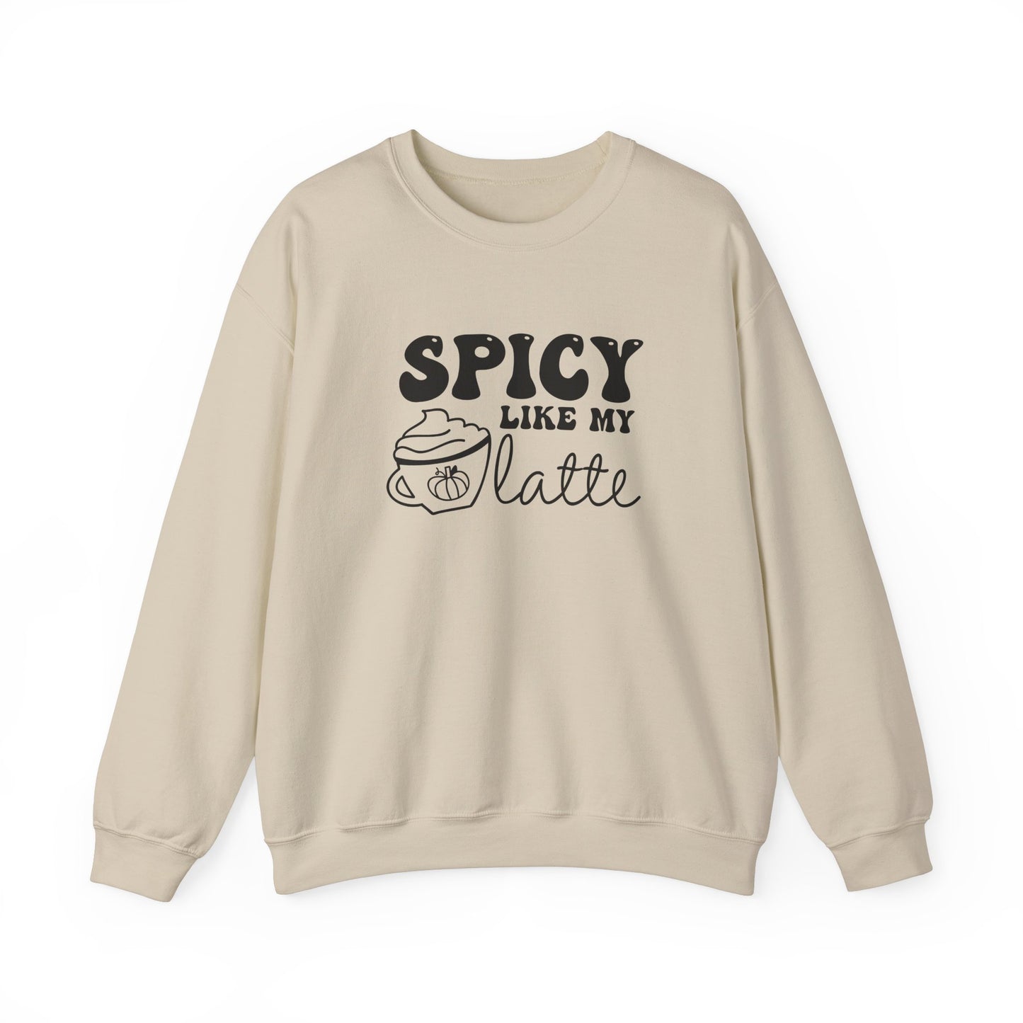 Spicy Like My Latte Sweatshirt, Pumpkin Spice Season Pullover, Women's Fall Sweater, Cozy Fall Tops, PSL, Coffee Lover Crewneck, Cute Tee