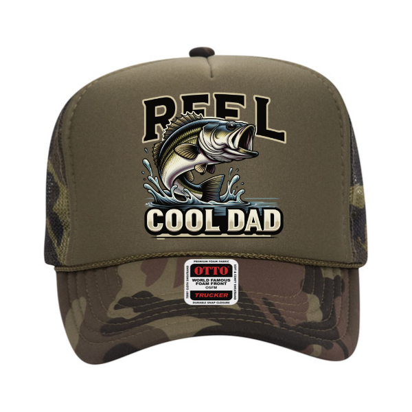 REEL COOL DAD Hat 🎣 Foam Camo Trucker for Fishermen Fathers