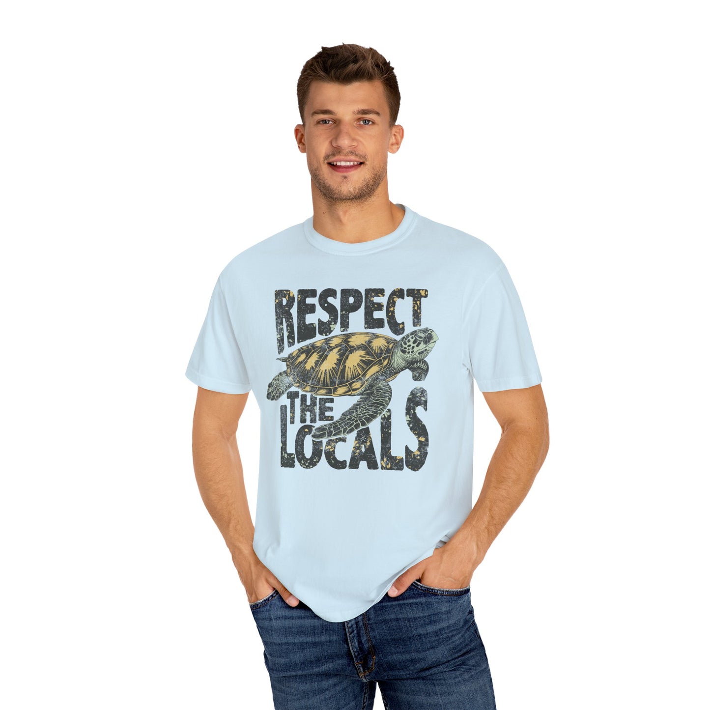 Respect The Locals TShirt, Island Life, Summer Tee, Sea Turtle Lover, Ocean, Wildlife - Unisex Garment-Dyed T-shirt, Island Tee, Beach