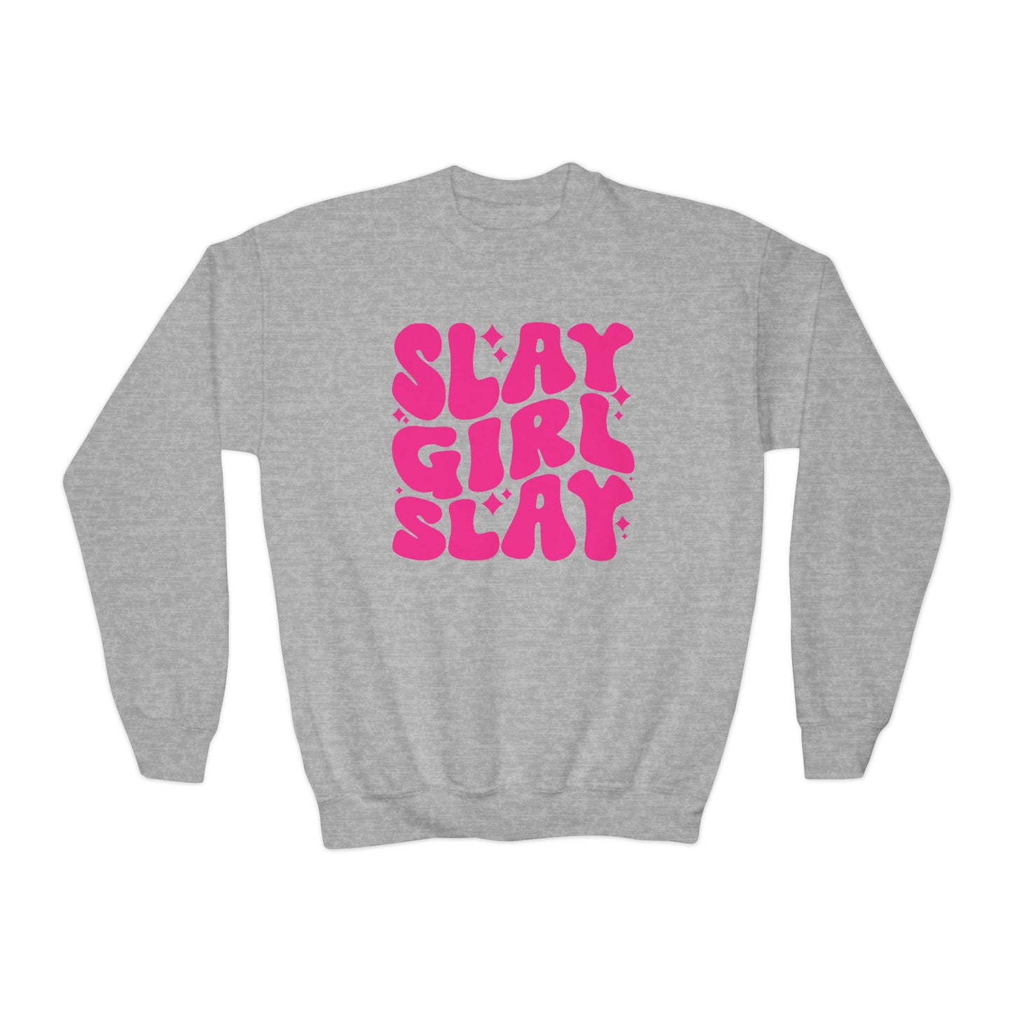 Slay Girl Slay Youth Sweatshirt, Girl Power Motivational Gift, Sporty Girl Crewneck Jumper, Empowerment Activewear, Girl Boss Top