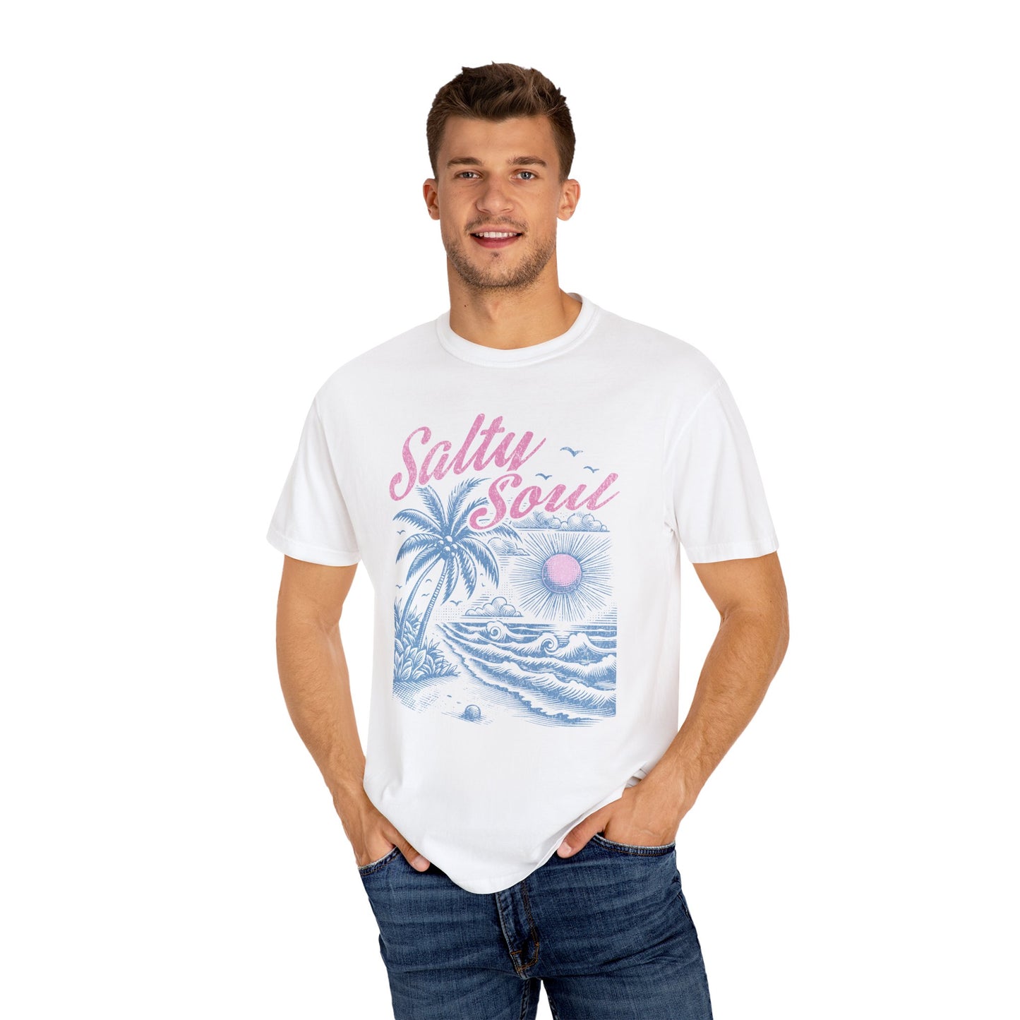 Salty Soul T-Shirt - Beach Summer Vacation Retro Trendy Unisex Tee, Spring Break Graphic Shirt, Coastal Vibes Clothing, Ocean Lover Gift