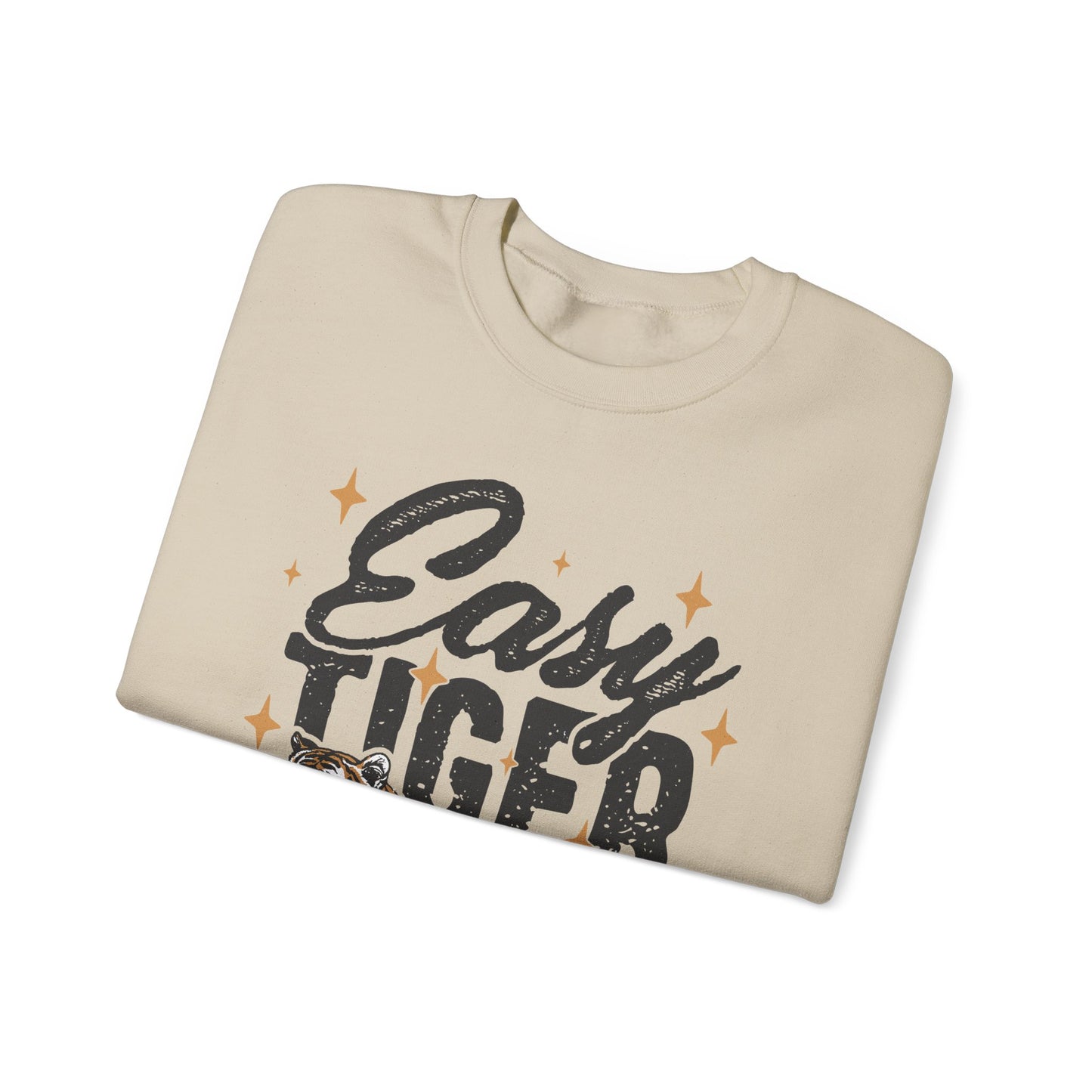 Funny Tiger Graphic Sweatshirt, Retro Trendy Quote Jumper, Vintage Unisex Crewneck Pullover, Easy Tiger Sweatshirt Gift, Unique Tiger