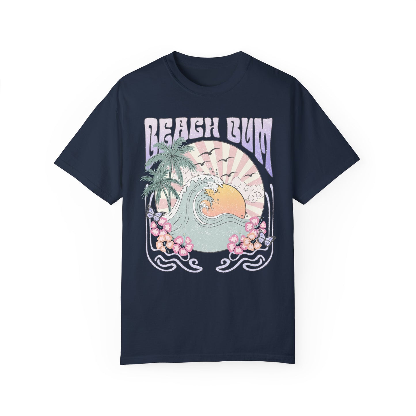 Beach Bum T-shirt, Unisex Graphic Tee, Waves Sunset Retro Vintage Summer Spring Break Shirt, Ocean Lover Gift