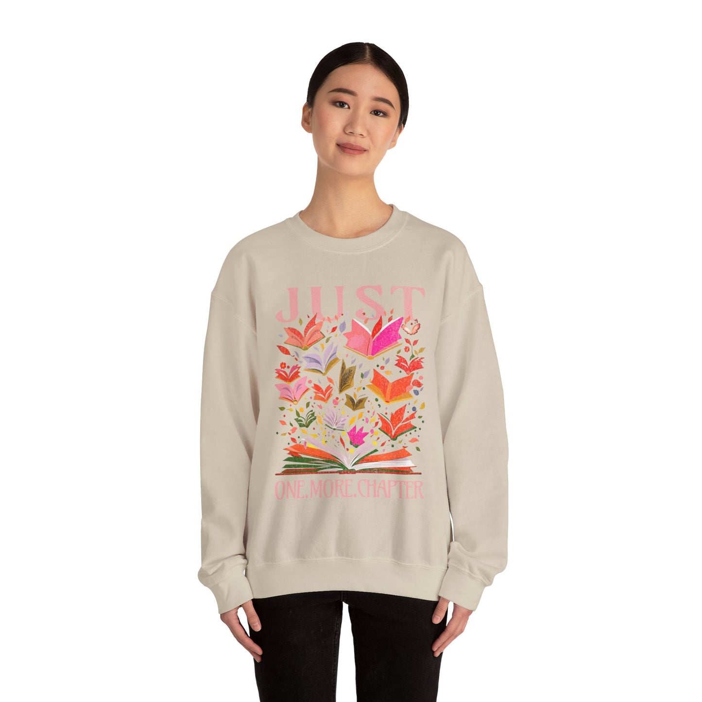 Just One More Chapter Sweatshirt - Book Lover Gift with Florals, Spring Reading, Book Club, Unisex Pullover Jumper, Literature Apparel