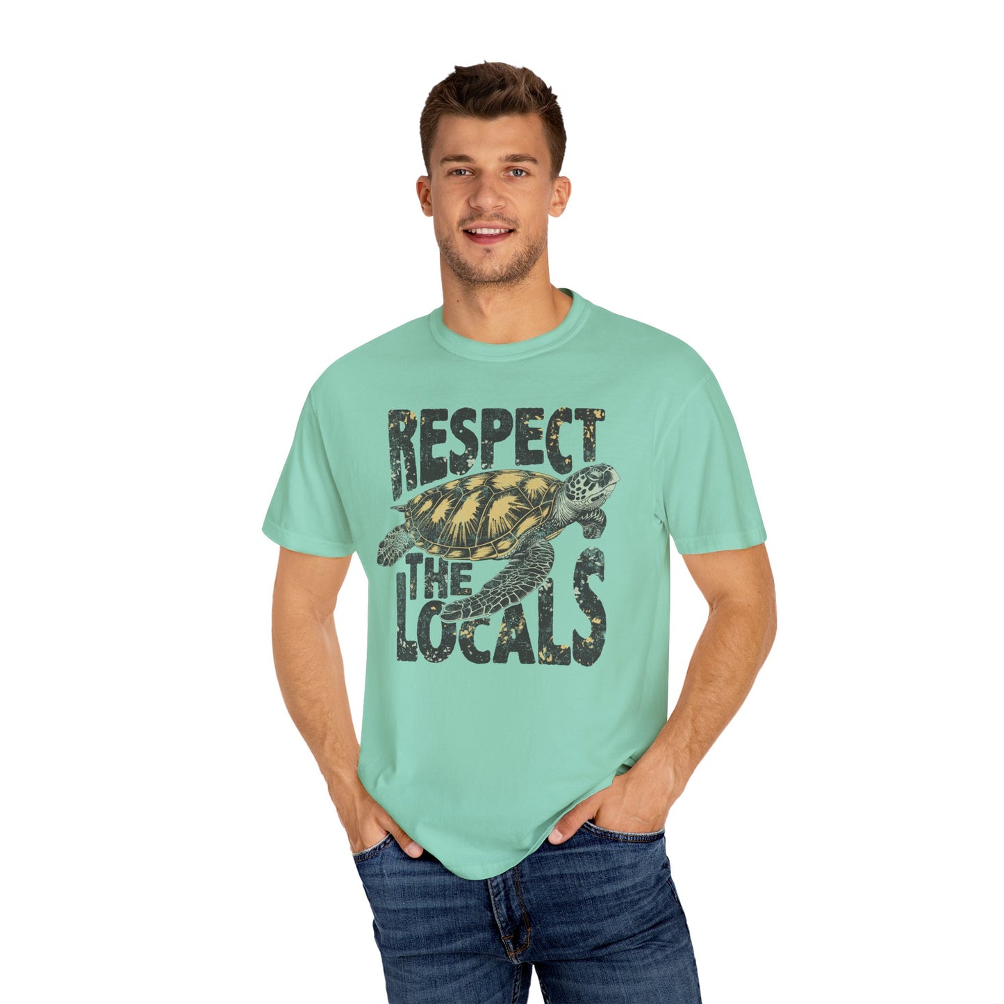 Respect The Locals TShirt, Island Life, Summer Tee, Sea Turtle Lover, Ocean, Wildlife - Unisex Garment-Dyed T-shirt, Island Tee, Beach