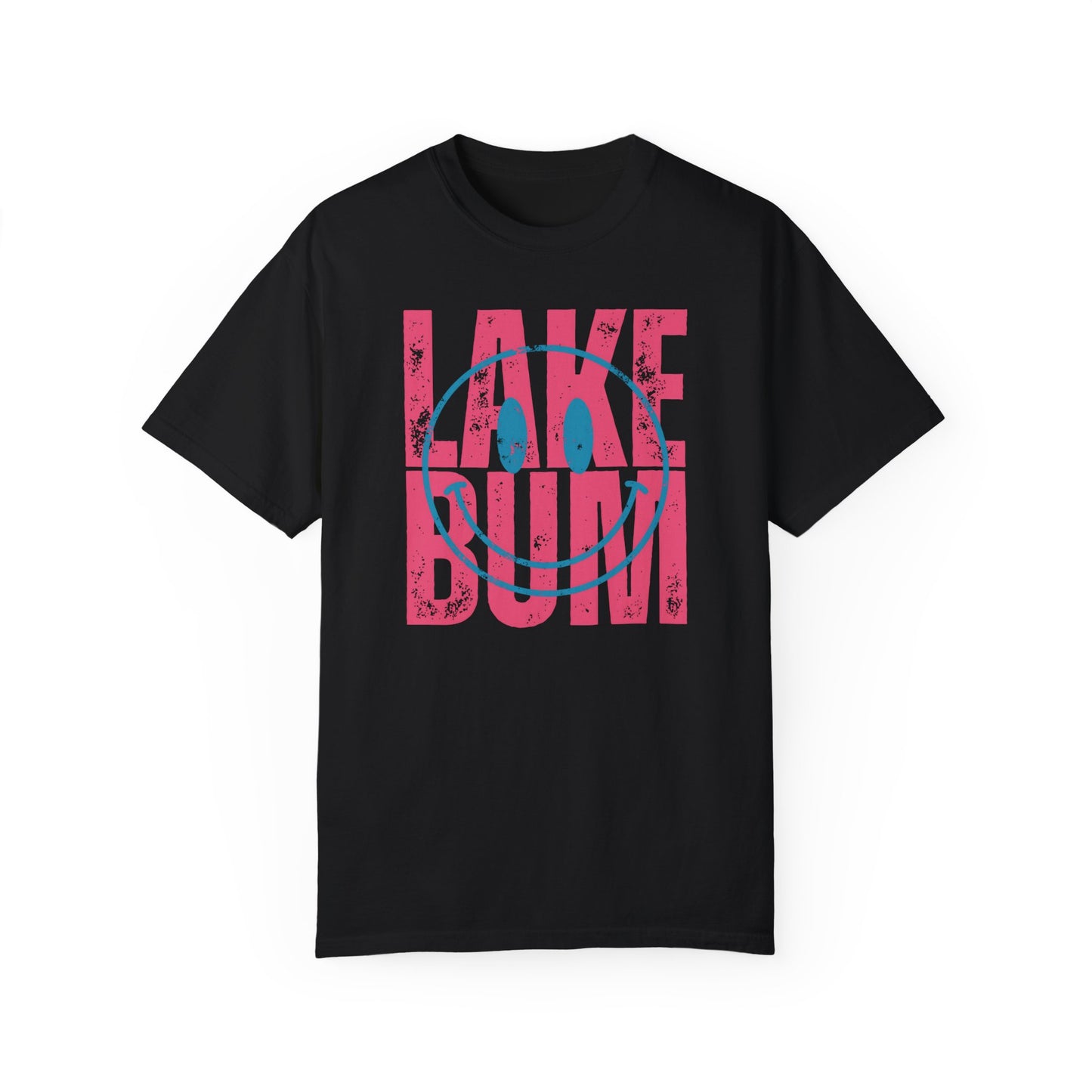 Lake Bum Life T-shirt, Summer Vacation Shirt, Smiley Face Tee for Spring Break, Unisex Garment-Dyed