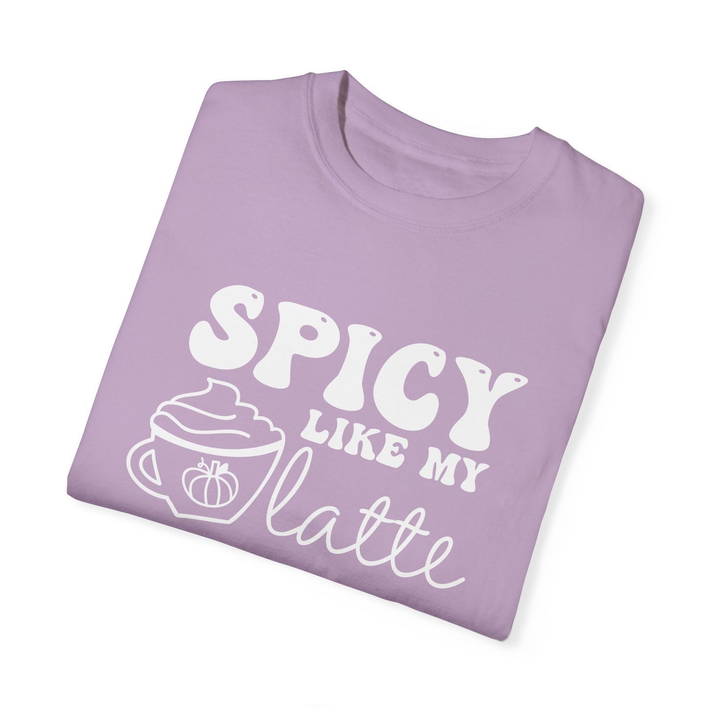 Spicy Like My Latte Shirt, Trendy Fall Women's Tshirt, Funny Graphic Tee, Autumn, Cozy , Comfy Coffee Shirt, PSL, Cute Fall Crewneck T-shirt