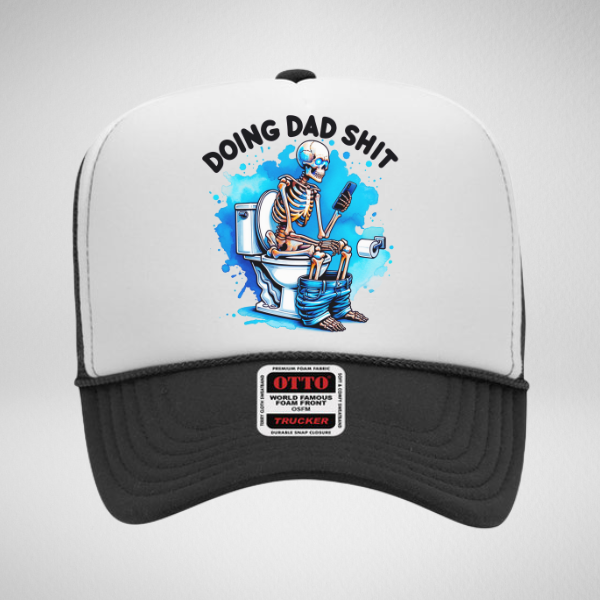 "Doing Dad Shit" Blue Splash Skeleton Trucker Hat