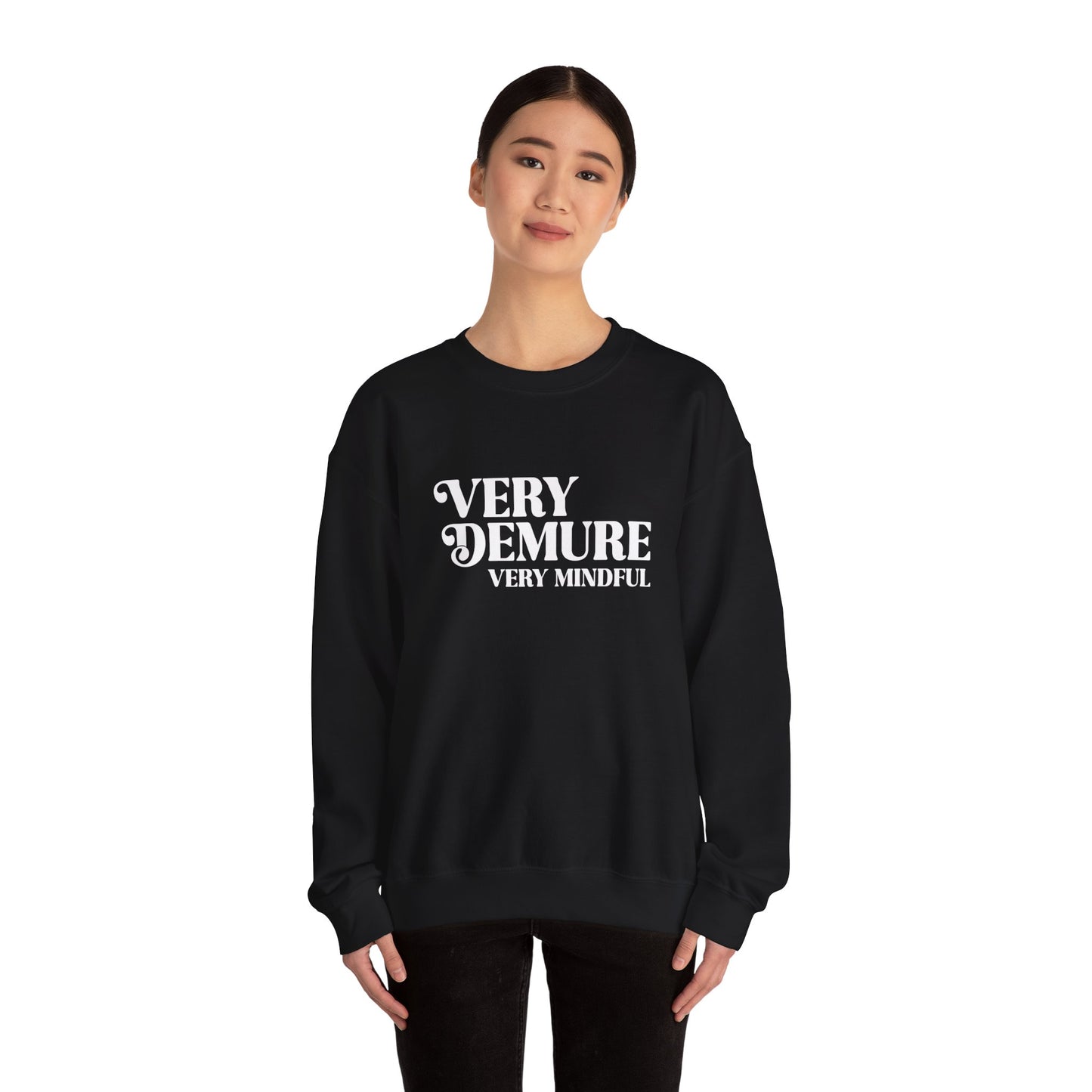 Very Demure, Very Mindful, Unisex Crewneck Sweatshirt, Trending Graphic Tees, Funny Shirts, Men Sweatshirts, Womens Sweatshirt, Trendy Tops