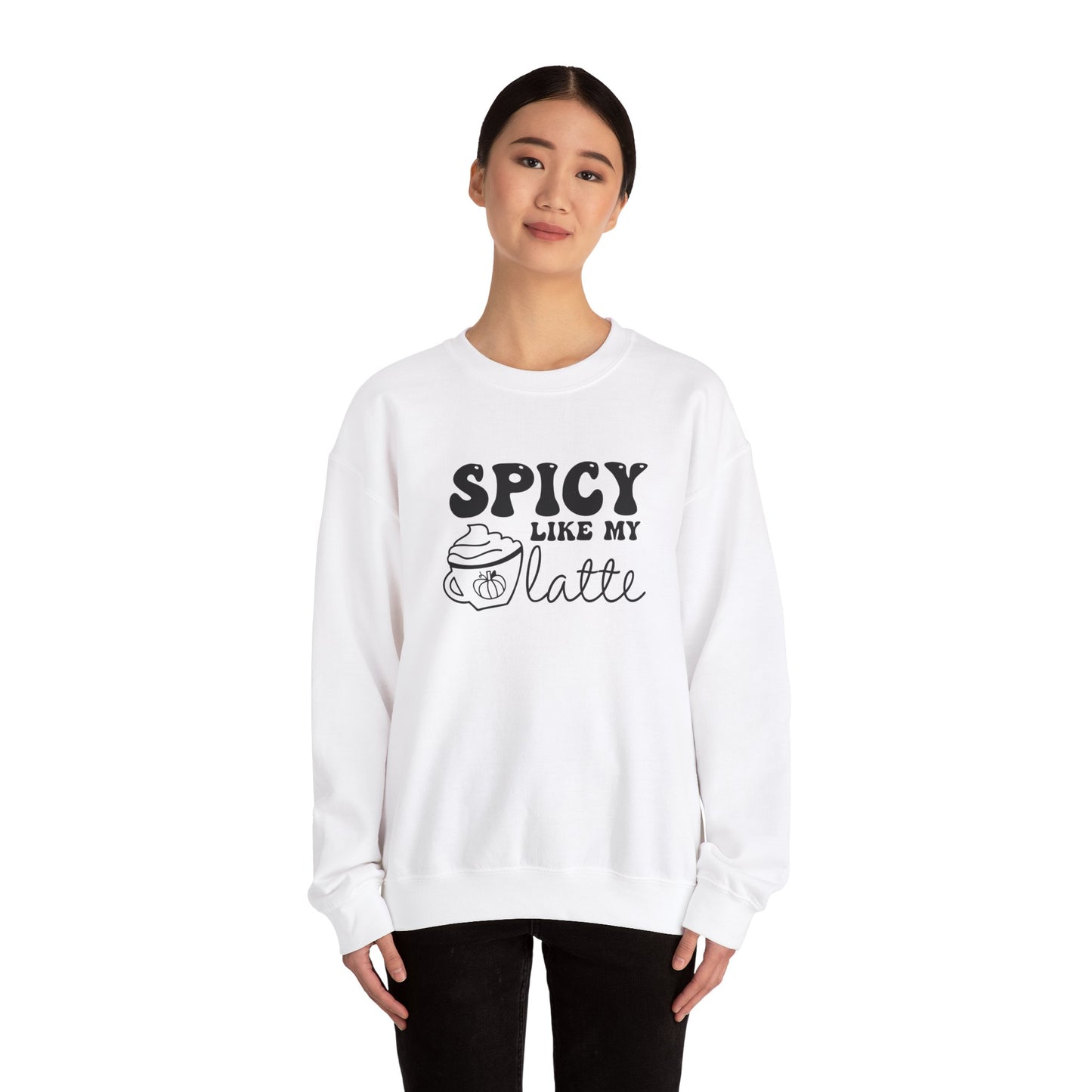 Spicy Like My Latte Sweatshirt, Pumpkin Spice Season Pullover, Women's Fall Sweater, Cozy Fall Tops, PSL, Coffee Lover Crewneck, Cute Tee