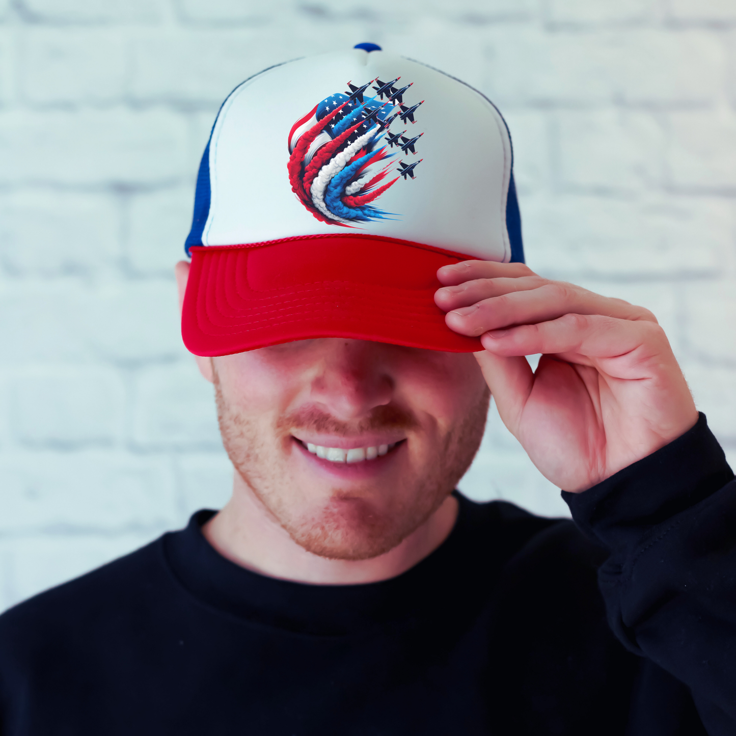 Patriotic Fighter Jet Hat ✈️ Red White Blue USA Snapback