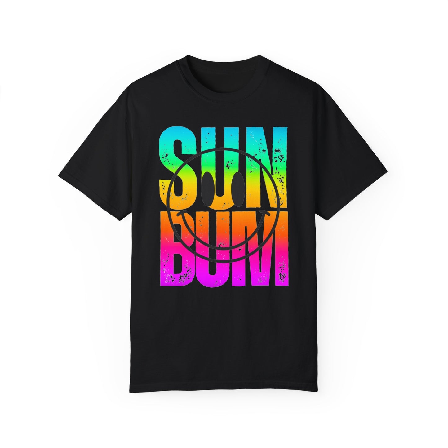 Sun Beach Life Unisex Garment-Dyed T-shirt, Summer, Spring Break, Bum Smiley Face Vacation Shirt