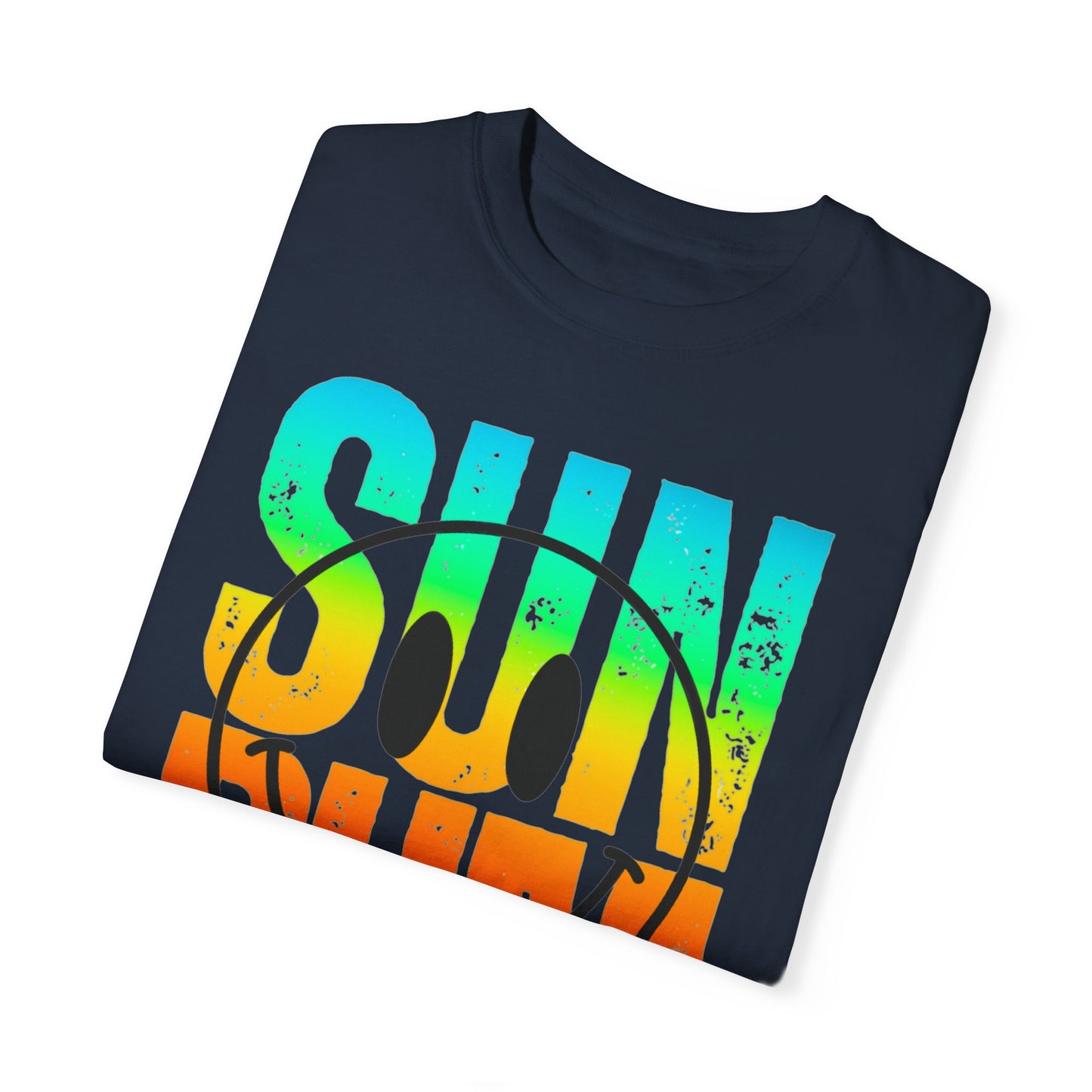 Sun Beach Life Unisex Garment-Dyed T-shirt, Summer, Spring Break, Bum Smiley Face Vacation Shirt