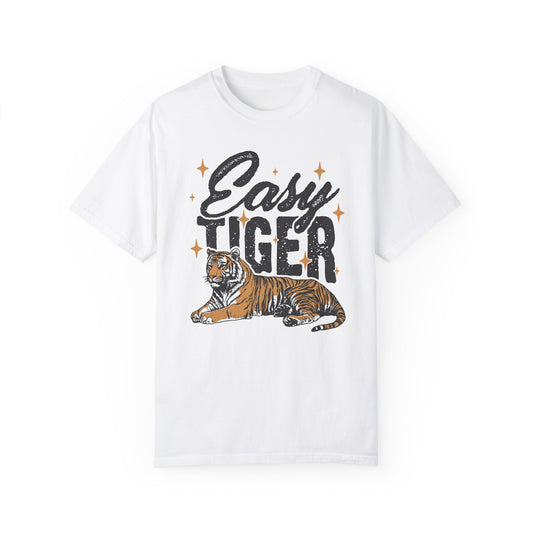 Vintage Tiger Graphic Tee, Trendy Retro Unisex Garment-Dyed T-shirt, Funny Quote Humorous Shirt, Fierce, Retro Girl, Gift for Him or Her,