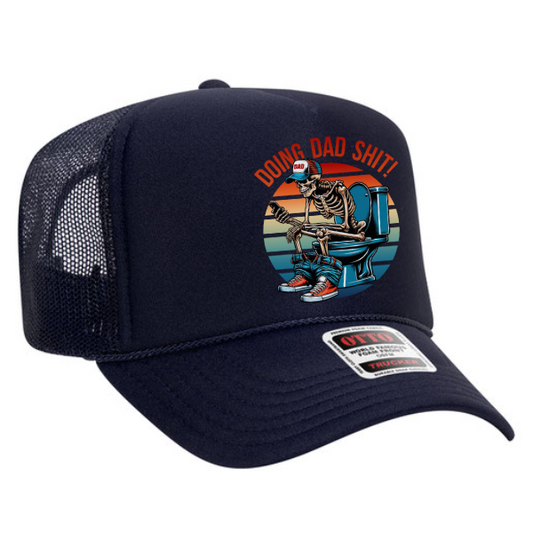 "Doing Dad Shit" Skeleton Hat – Navy Foam Trucker