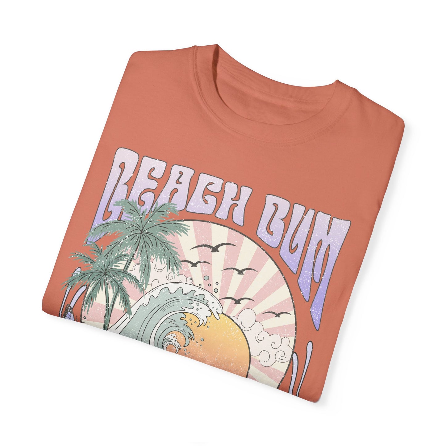 Beach Bum T-shirt, Unisex Graphic Tee, Waves Sunset Retro Vintage Summer Spring Break Shirt, Ocean Lover Gift