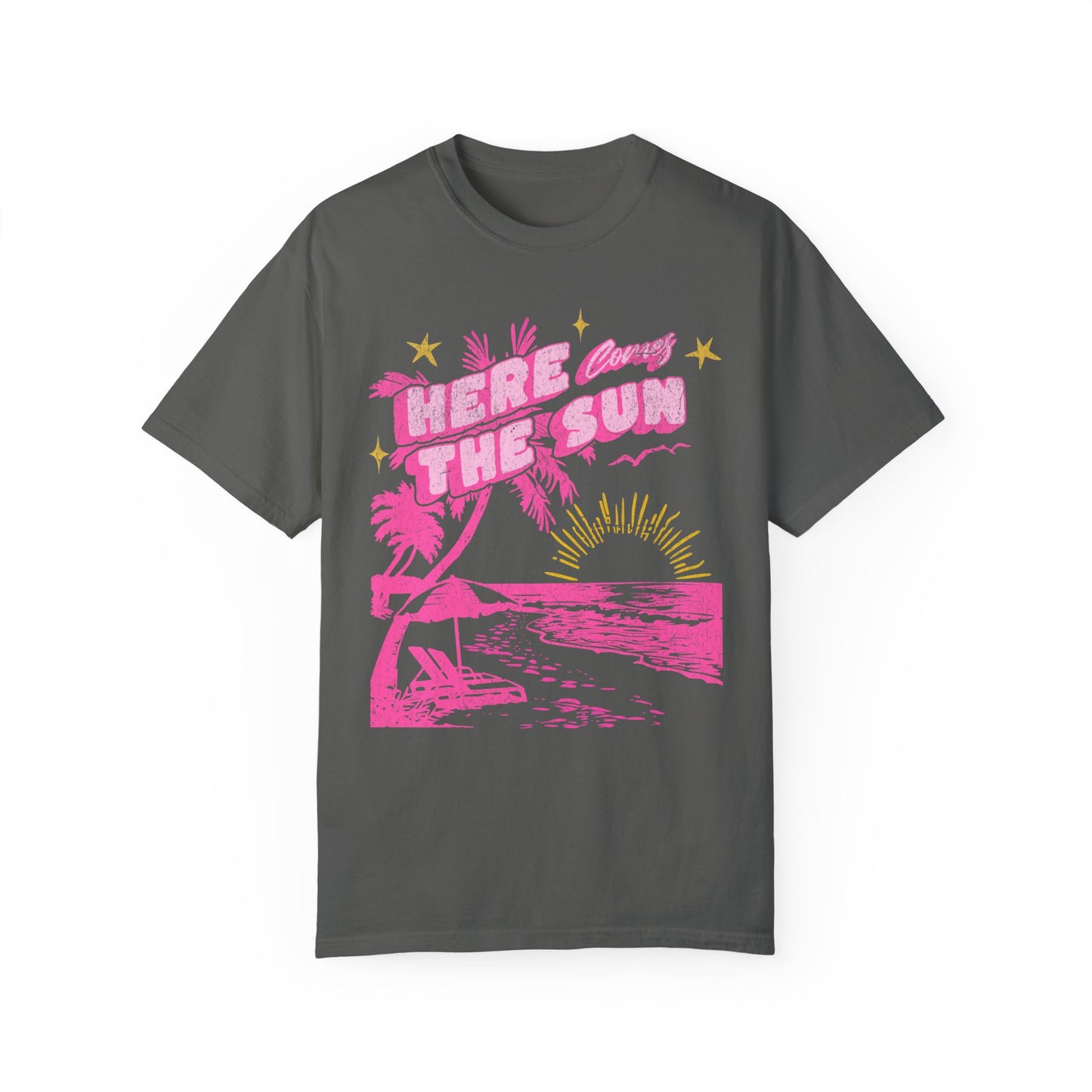 Sunset Beach Life Unisex T-shirt - Here Comes The Sun Nature Tee, Ocean Vacation, Spring Break Shirt, Summer Sunset Apparel, Garment-Dyed