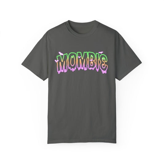 Neon Mombie Unisex Garment-Dyed T-shirt, Cute Halloween Womens Shirt, Spooky Graphic Tee, Gift For Mom, Funny Halloween, Trendy Mom Shirt