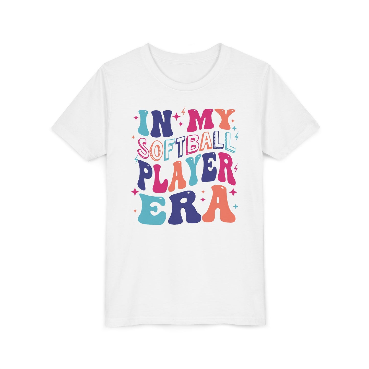 In My Softball Player Era Youth Tee, Soccer Player Gift, Softball T-Shirt, Colorful Youth Shirt, Sports Fan Tee