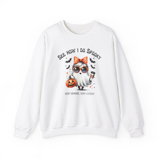 See How I Do Spooky, Very Demure, Very Cutesy, Unisex Crewneck Sweatshirt, Halloween Sweater, Trending Sweatshirt, Funny Graphic Sweatshirt