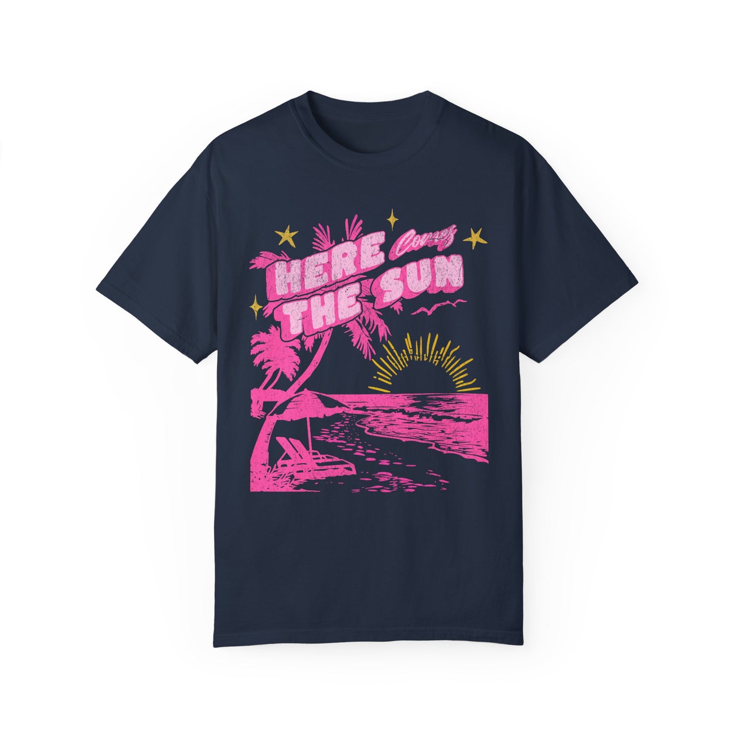 Sunset Beach Life Unisex T-shirt - Here Comes The Sun Nature Tee, Ocean Vacation, Spring Break Shirt, Summer Sunset Apparel, Garment-Dyed