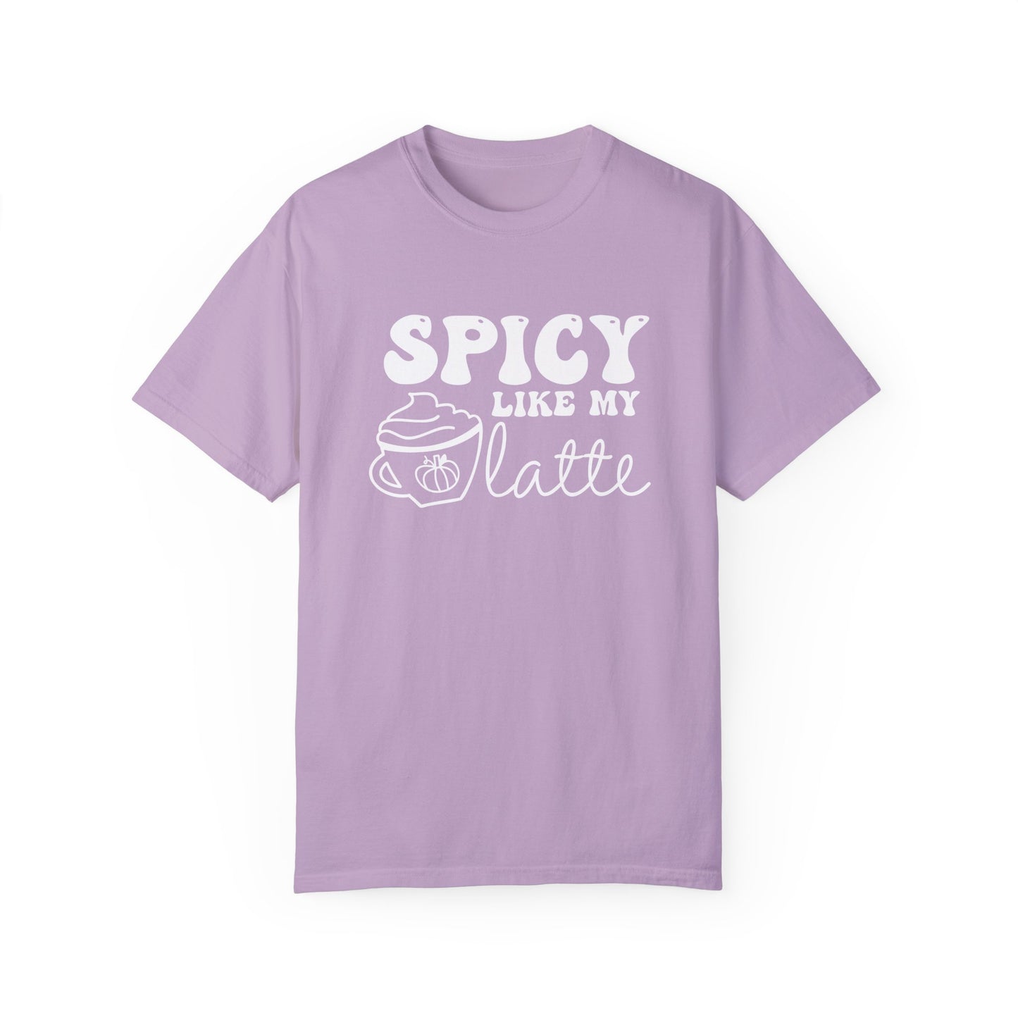 Spicy Like My Latte Shirt, Trendy Fall Women's Tshirt, Funny Graphic Tee, Autumn, Cozy , Comfy Coffee Shirt, PSL, Cute Fall Crewneck T-shirt