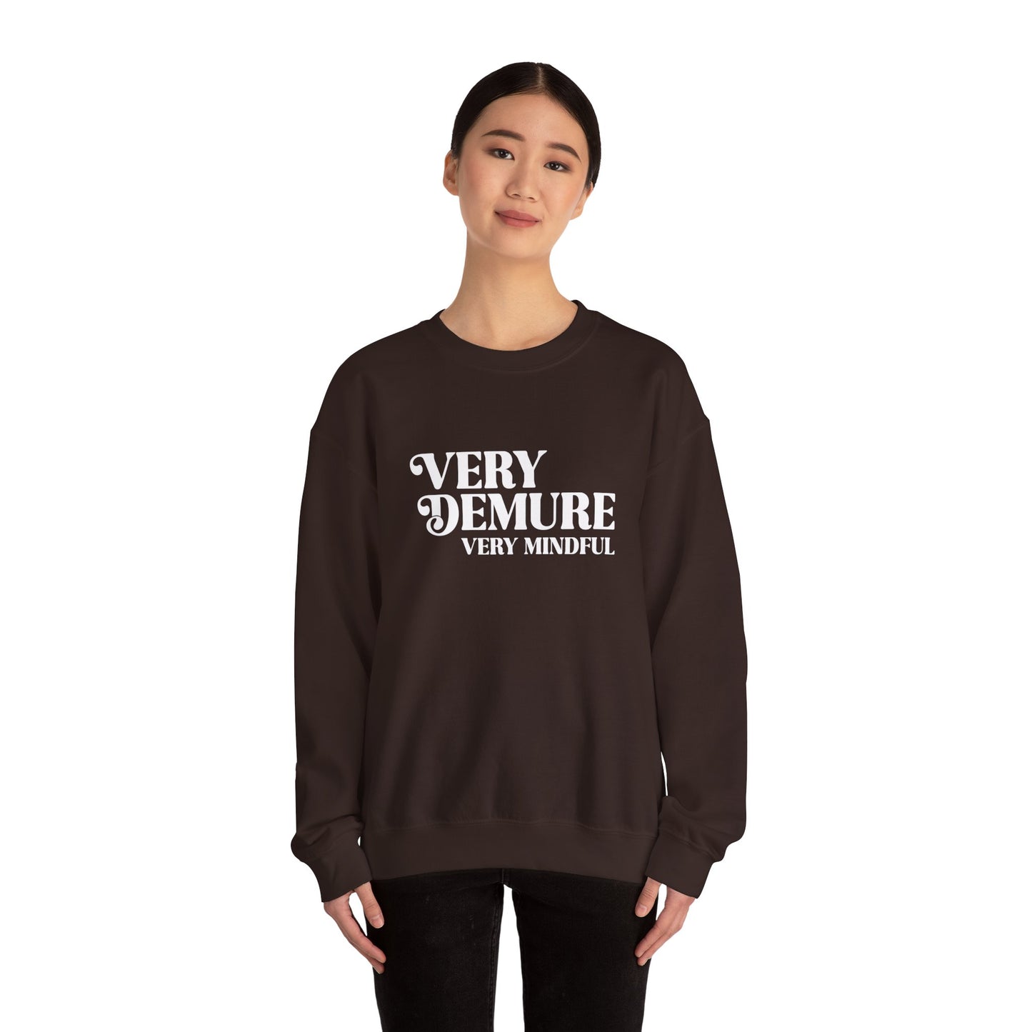 Very Demure, Very Mindful, Unisex Crewneck Sweatshirt, Trending Graphic Tees, Funny Shirts, Men Sweatshirts, Womens Sweatshirt, Trendy Tops