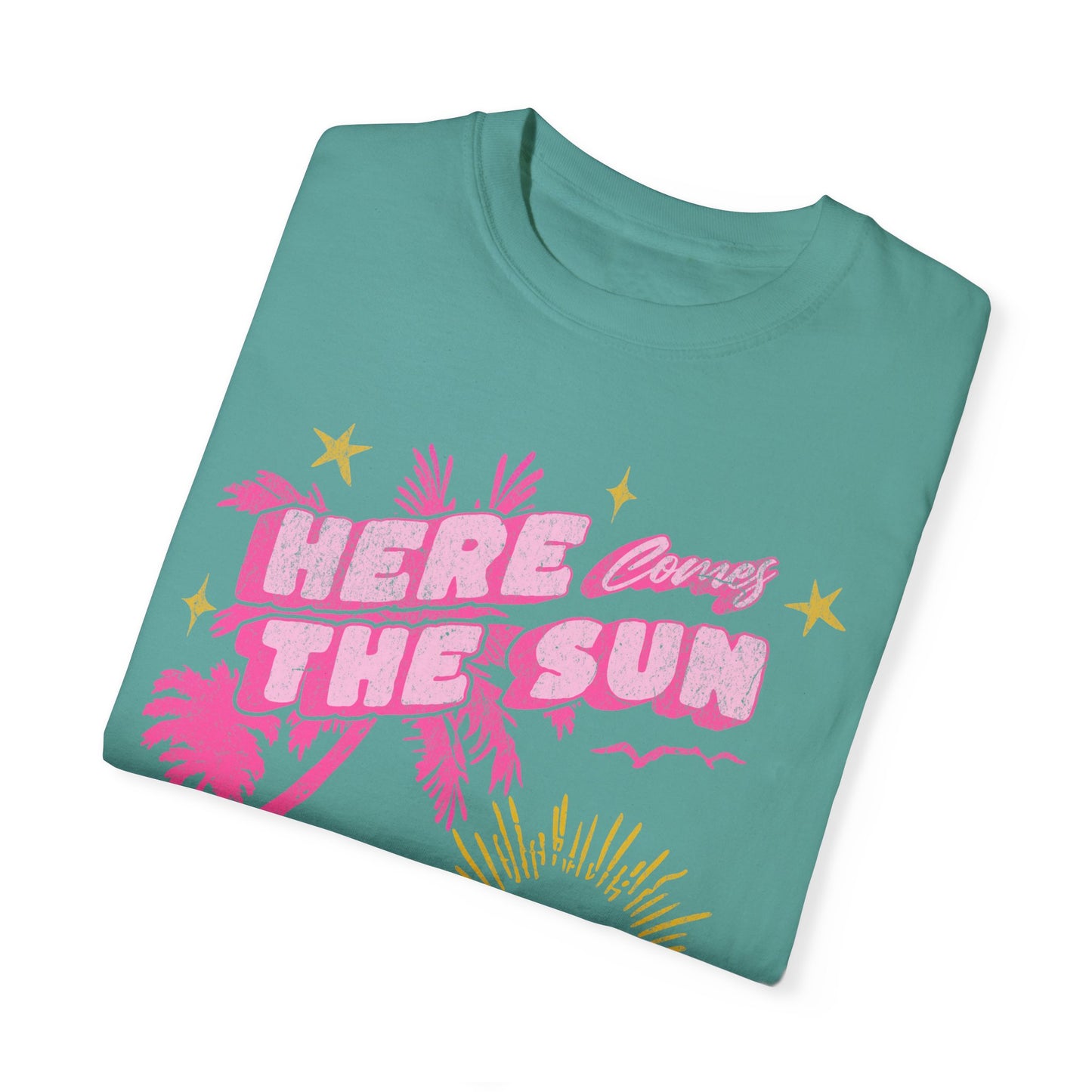 Sunset Beach Life Unisex T-shirt - Here Comes The Sun Nature Tee, Ocean Vacation, Spring Break Shirt, Summer Sunset Apparel, Garment-Dyed