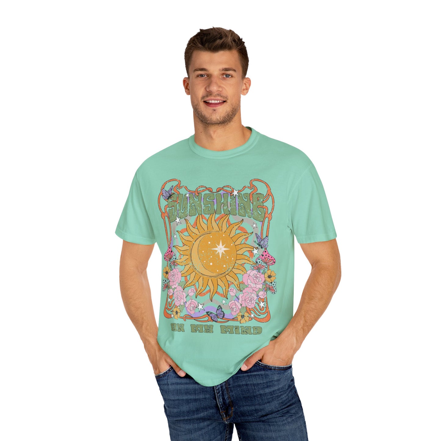 Sunshine On My Mind T-Shirt, Summer Vacation Shirt, Spiritual Wellness Tee, Positive Vibes, Retro, Unisex Tee