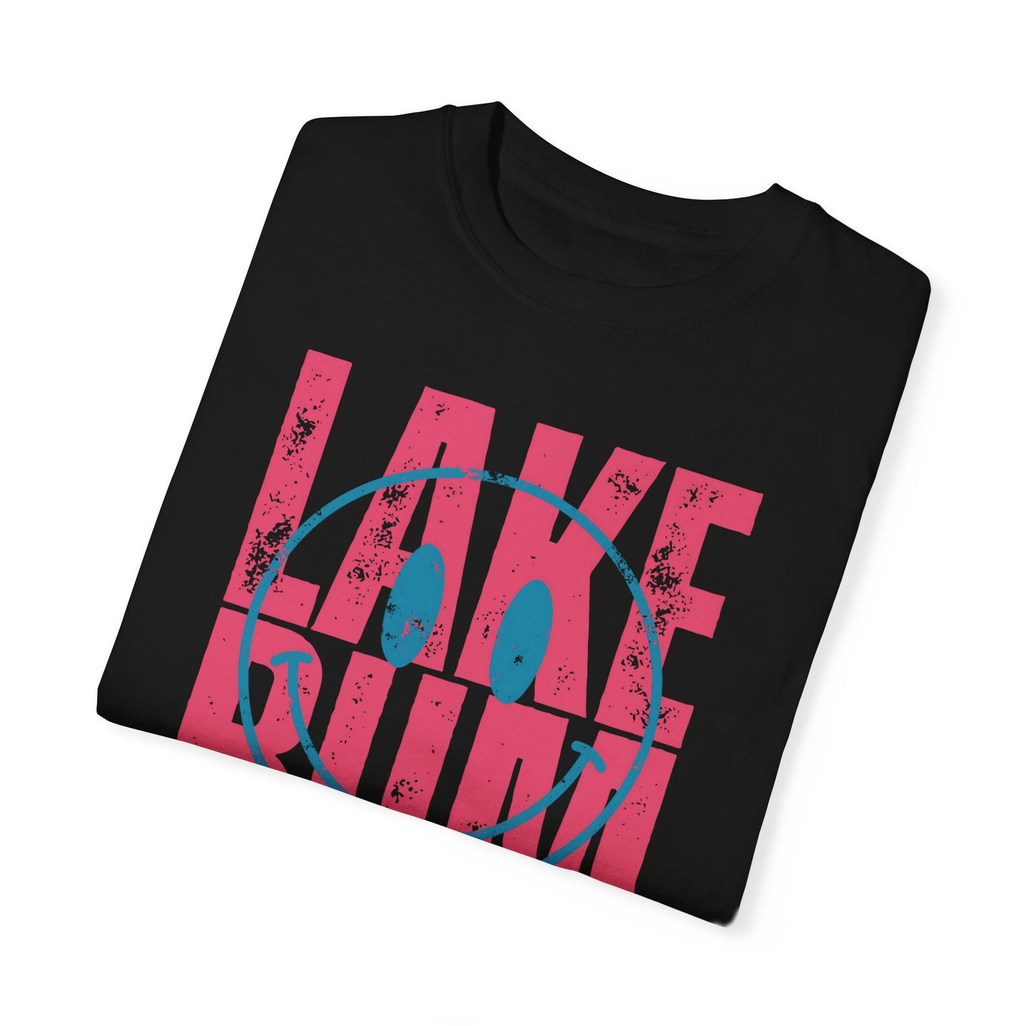 Lake Bum Life T-shirt, Summer Vacation Shirt, Smiley Face Tee for Spring Break, Unisex Garment-Dyed