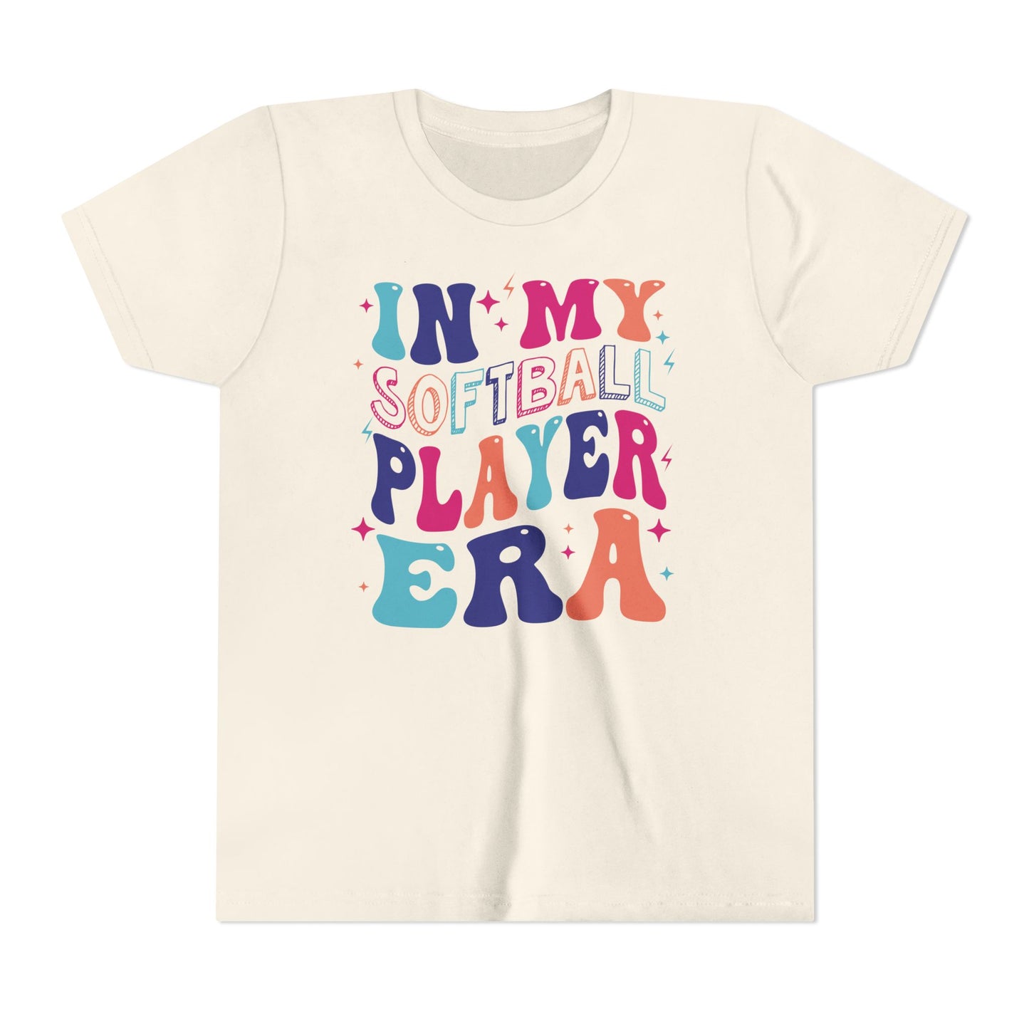 In My Softball Player Era Youth Tee, Soccer Player Gift, Softball T-Shirt, Colorful Youth Shirt, Sports Fan Tee