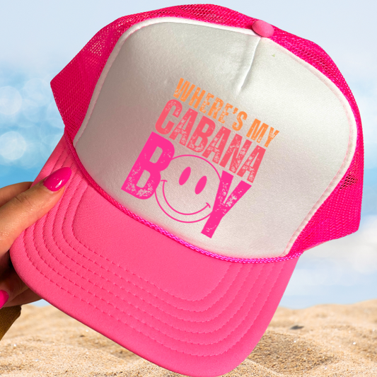 Where’s My Cabana Boy? – Hot Pink Pool Trucker Hat
