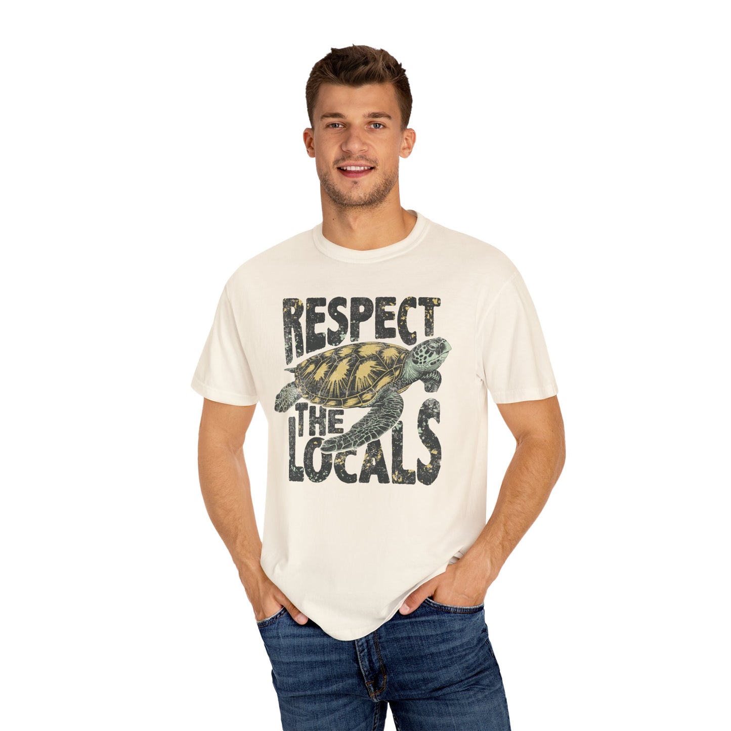 Respect The Locals TShirt, Island Life, Summer Tee, Sea Turtle Lover, Ocean, Wildlife - Unisex Garment-Dyed T-shirt, Island Tee, Beach