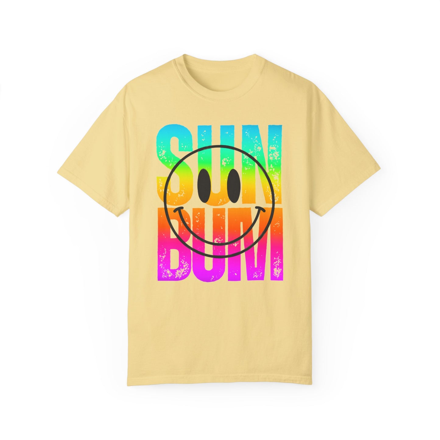 Sun Beach Life Unisex Garment-Dyed T-shirt, Summer, Spring Break, Bum Smiley Face Vacation Shirt