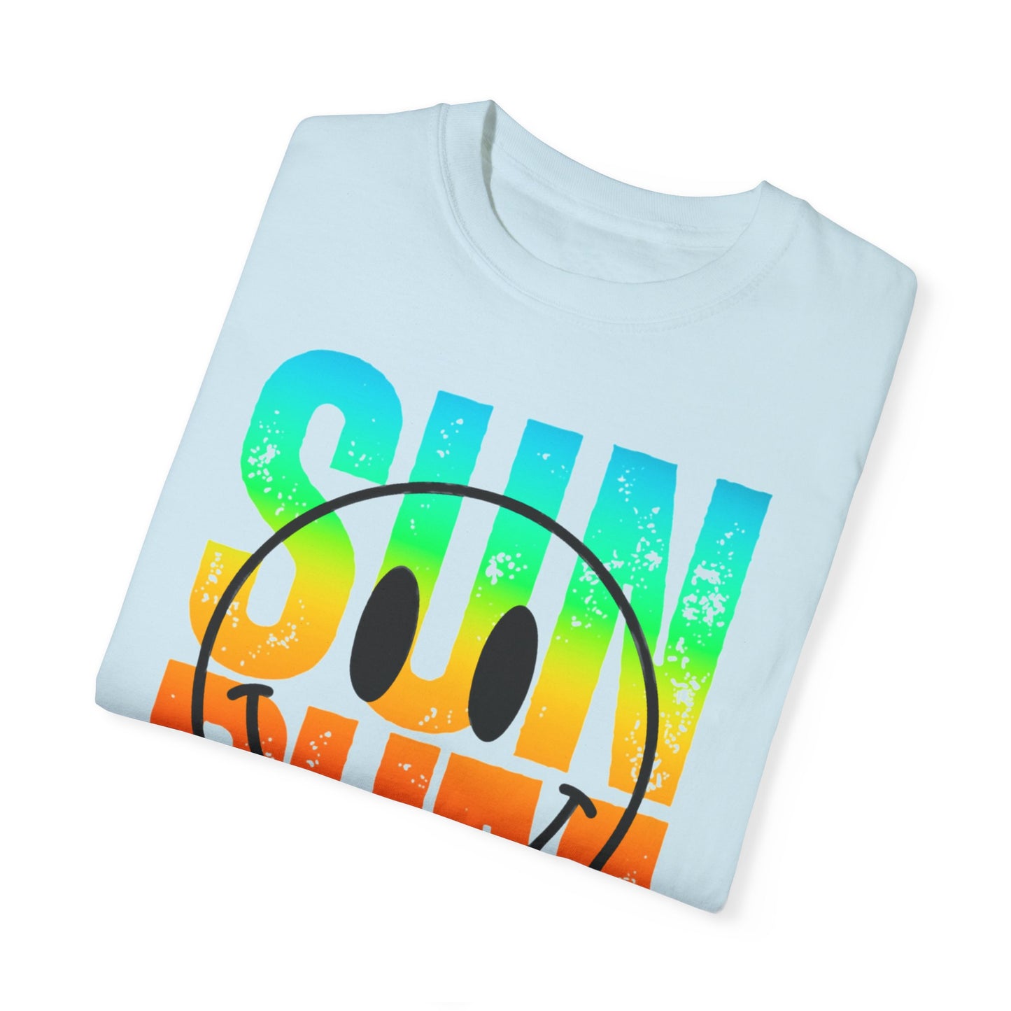 Sun Beach Life Unisex Garment-Dyed T-shirt, Summer, Spring Break, Bum Smiley Face Vacation Shirt