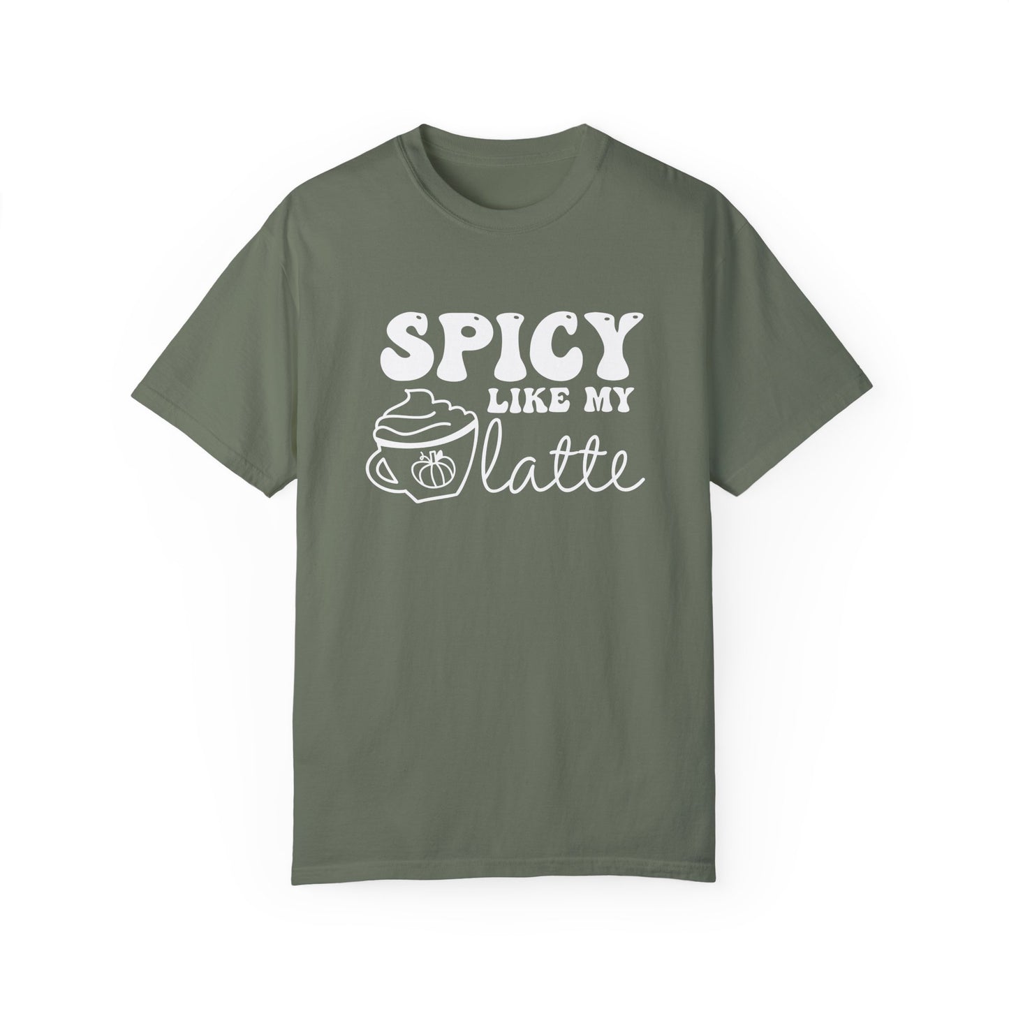 Spicy Like My Latte Shirt, Trendy Fall Women's Tshirt, Funny Graphic Tee, Autumn, Cozy , Comfy Coffee Shirt, PSL, Cute Fall Crewneck T-shirt