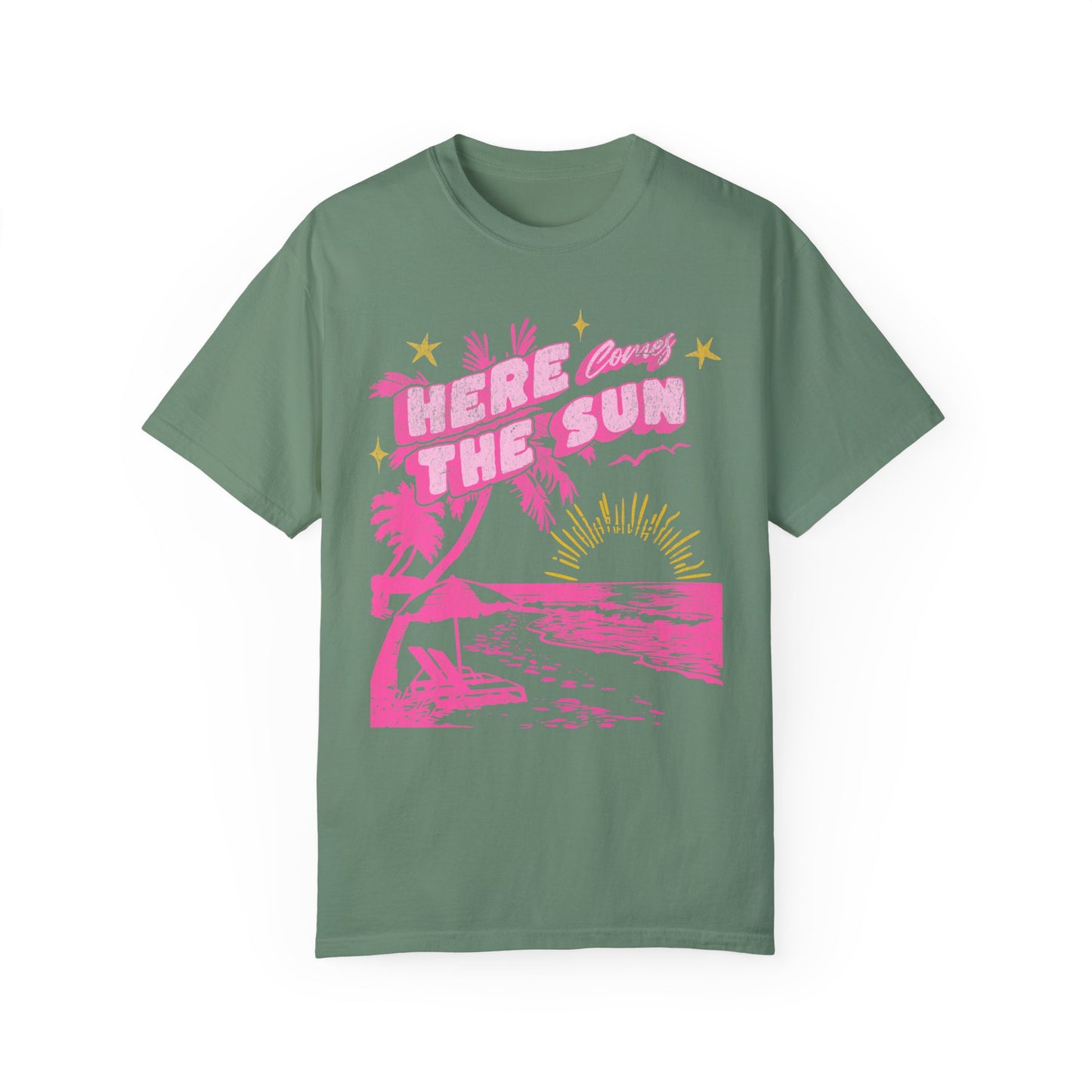 Sunset Beach Life Unisex T-shirt - Here Comes The Sun Nature Tee, Ocean Vacation, Spring Break Shirt, Summer Sunset Apparel, Garment-Dyed