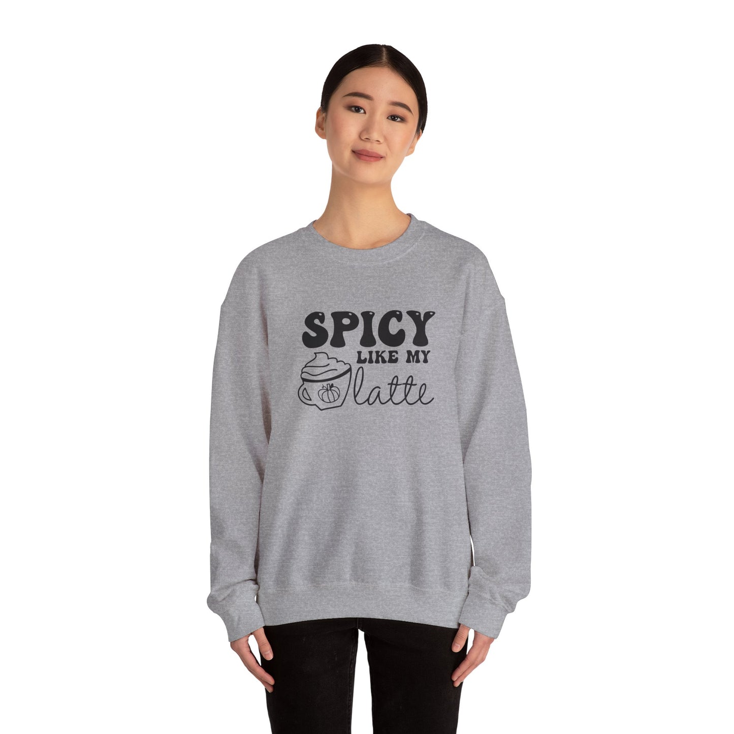 Spicy Like My Latte Sweatshirt, Pumpkin Spice Season Pullover, Women's Fall Sweater, Cozy Fall Tops, PSL, Coffee Lover Crewneck, Cute Tee